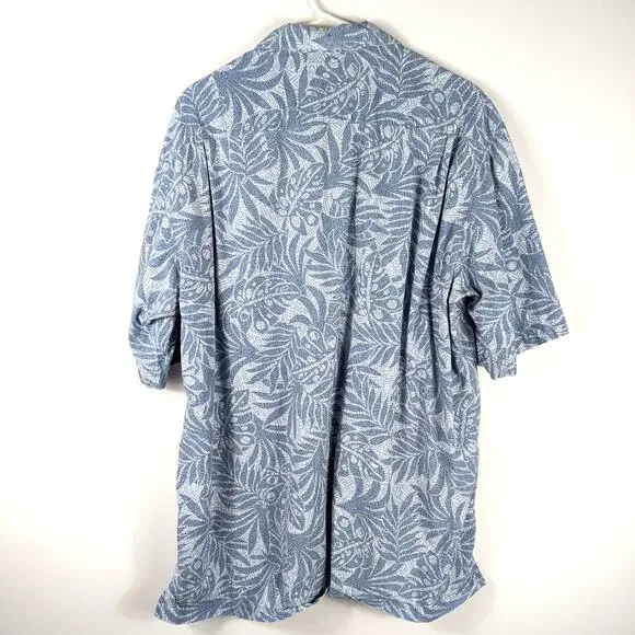 Columbia XL Blue Pattern Button Down Shirt Mens Short Sleeve Casual Viscose - Picture 4 of 4